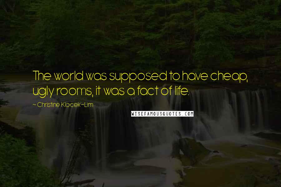 Christine Klocek-Lim Quotes: The world was supposed to have cheap, ugly rooms, it was a fact of life.
