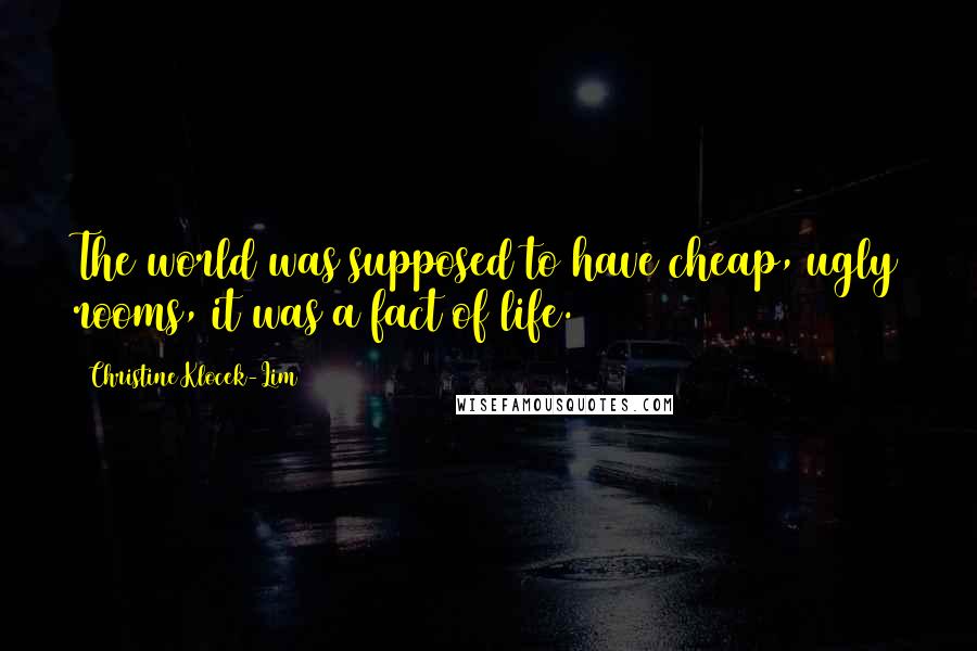 Christine Klocek-Lim Quotes: The world was supposed to have cheap, ugly rooms, it was a fact of life.