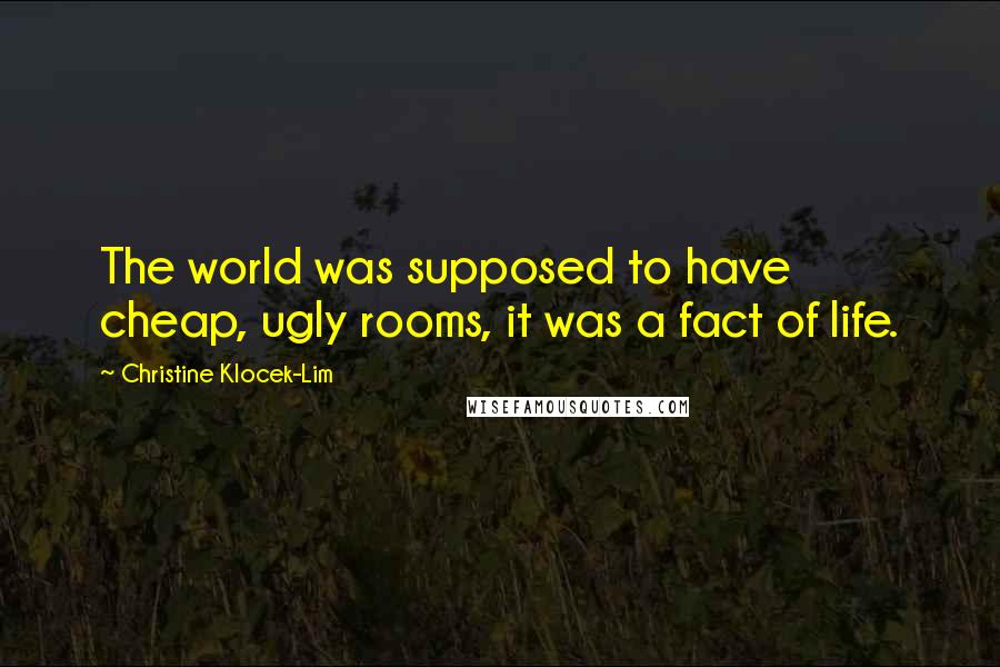 Christine Klocek-Lim Quotes: The world was supposed to have cheap, ugly rooms, it was a fact of life.