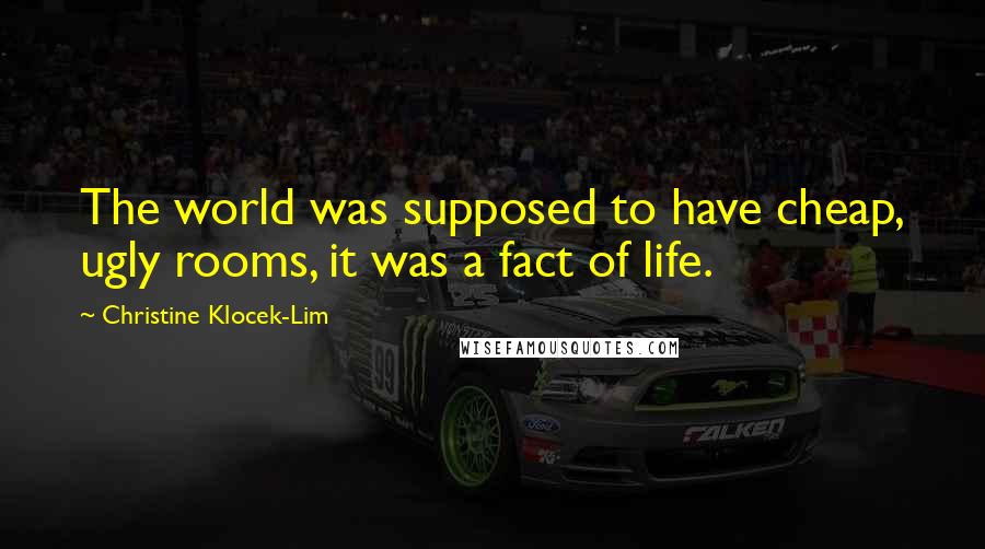 Christine Klocek-Lim Quotes: The world was supposed to have cheap, ugly rooms, it was a fact of life.