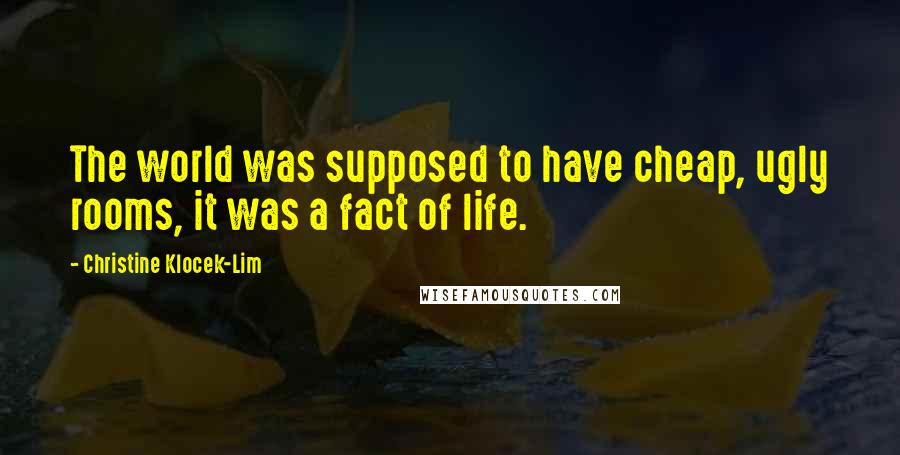Christine Klocek-Lim Quotes: The world was supposed to have cheap, ugly rooms, it was a fact of life.