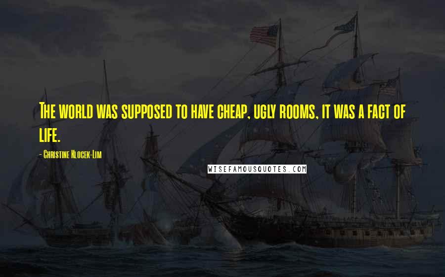Christine Klocek-Lim Quotes: The world was supposed to have cheap, ugly rooms, it was a fact of life.