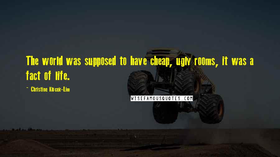 Christine Klocek-Lim Quotes: The world was supposed to have cheap, ugly rooms, it was a fact of life.