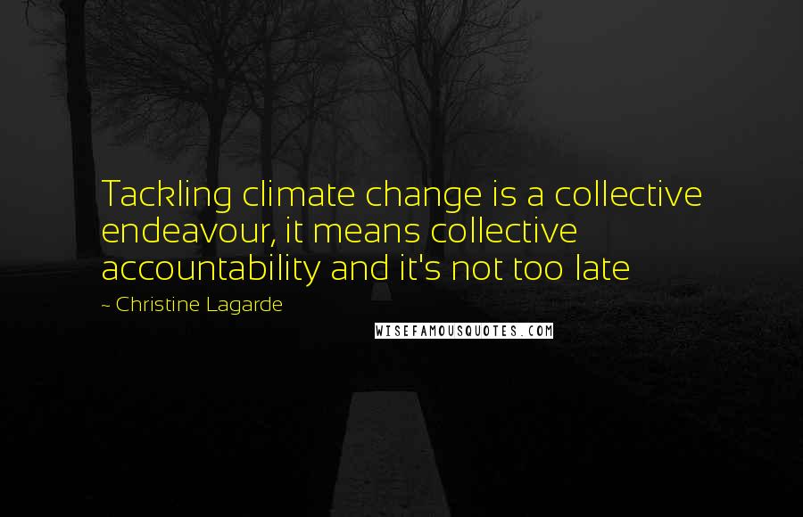 Christine Lagarde Quotes: Tackling climate change is a collective endeavour, it means collective accountability and it's not too late