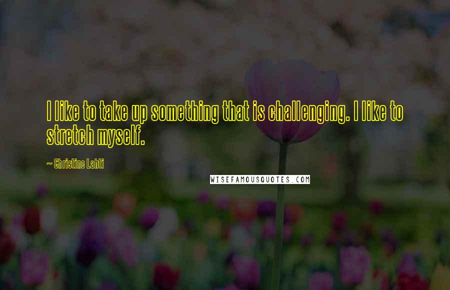 Christine Lahti Quotes: I like to take up something that is challenging. I like to stretch myself.