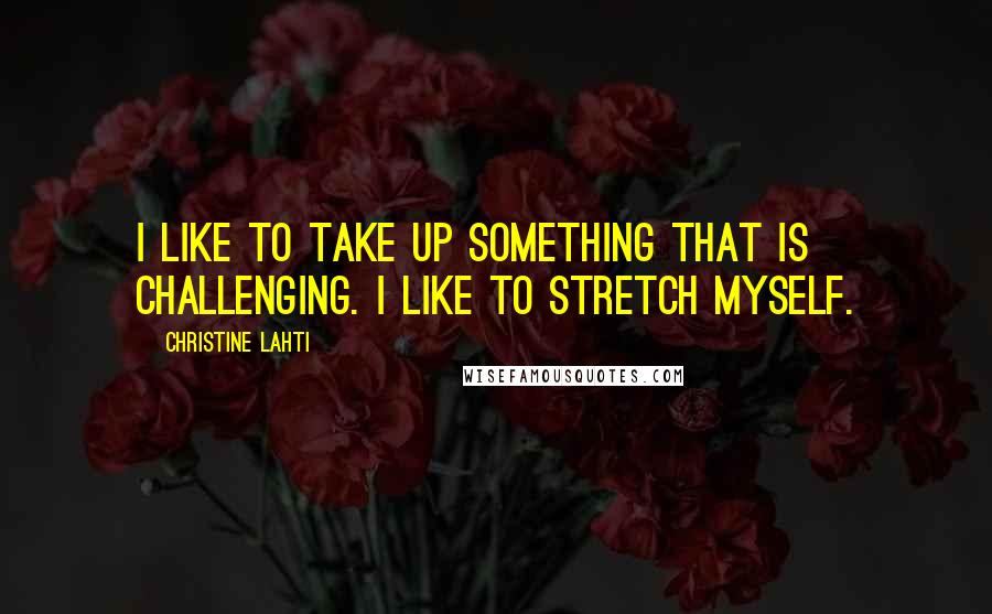 Christine Lahti Quotes: I like to take up something that is challenging. I like to stretch myself.