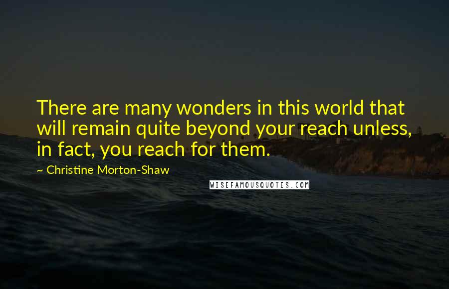 Christine Morton-Shaw Quotes: There are many wonders in this world that will remain quite beyond your reach unless, in fact, you reach for them.