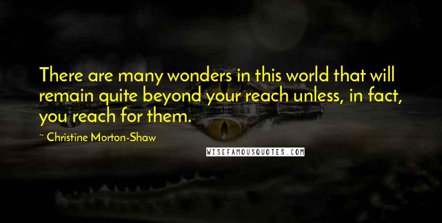 Christine Morton-Shaw Quotes: There are many wonders in this world that will remain quite beyond your reach unless, in fact, you reach for them.