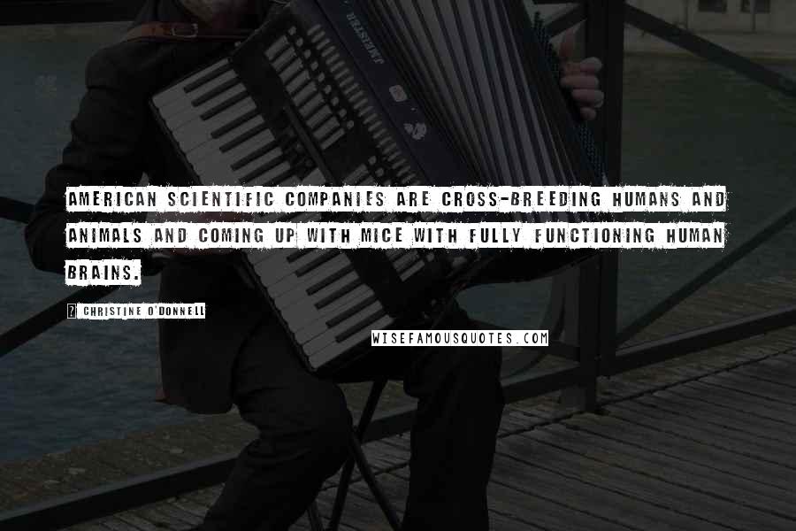 Christine O'Donnell Quotes: American scientific companies are cross-breeding humans and animals and coming up with mice with fully functioning human brains.