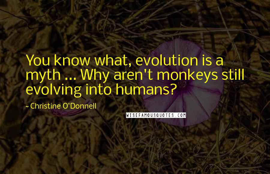 Christine O'Donnell Quotes: You know what, evolution is a myth ... Why aren't monkeys still evolving into humans?