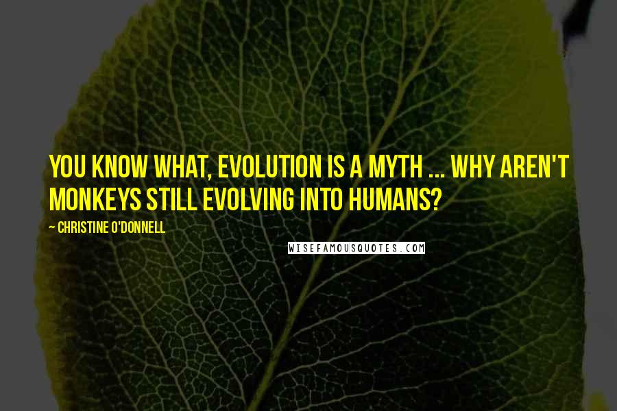 Christine O'Donnell Quotes: You know what, evolution is a myth ... Why aren't monkeys still evolving into humans?