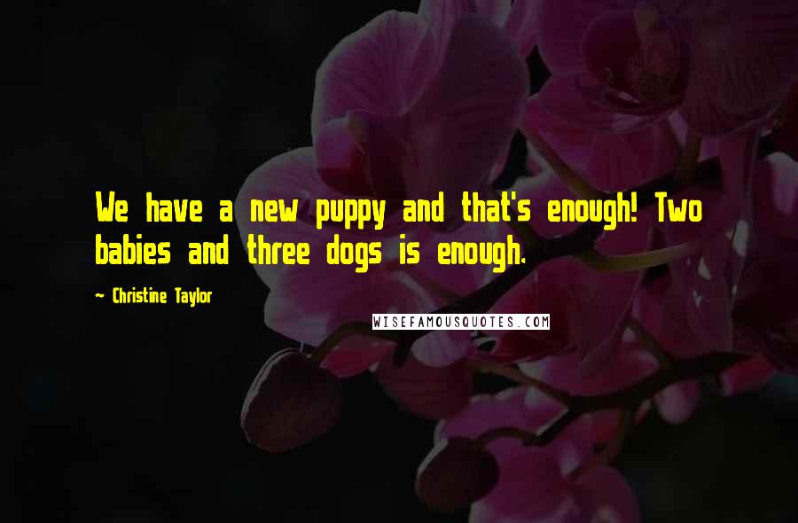 Christine Taylor Quotes: We have a new puppy and that's enough! Two babies and three dogs is enough.