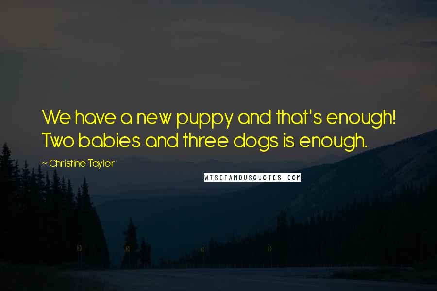 Christine Taylor Quotes: We have a new puppy and that's enough! Two babies and three dogs is enough.