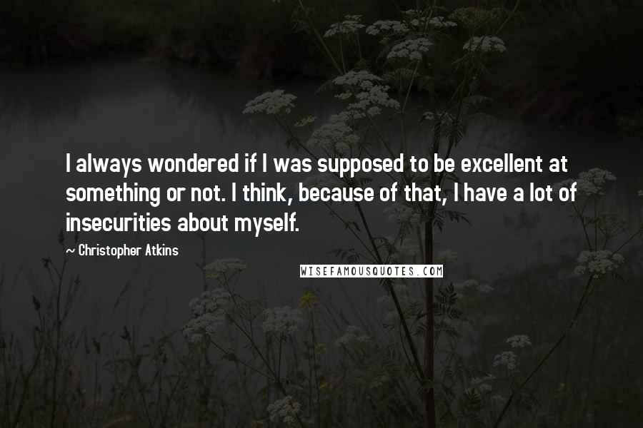 Christopher Atkins Quotes: I always wondered if I was supposed to be excellent at something or not. I think, because of that, I have a lot of insecurities about myself.