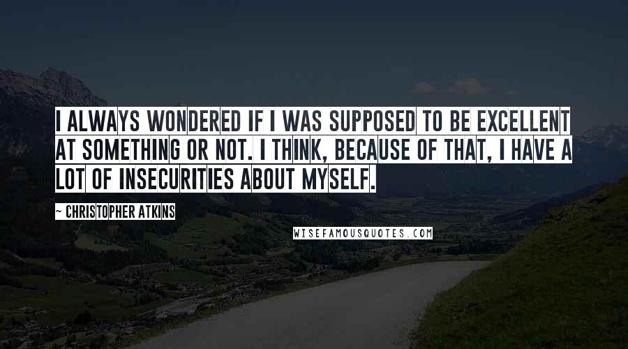 Christopher Atkins Quotes: I always wondered if I was supposed to be excellent at something or not. I think, because of that, I have a lot of insecurities about myself.