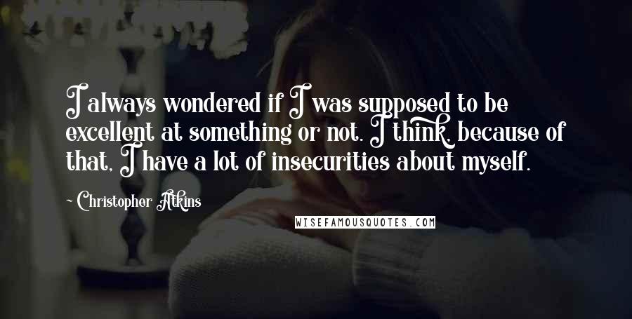 Christopher Atkins Quotes: I always wondered if I was supposed to be excellent at something or not. I think, because of that, I have a lot of insecurities about myself.