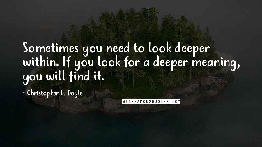 Christopher C. Doyle Quotes: Sometimes you need to look deeper within. If you look for a deeper meaning, you will find it.