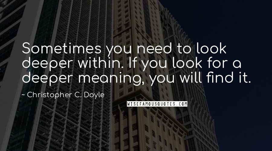 Christopher C. Doyle Quotes: Sometimes you need to look deeper within. If you look for a deeper meaning, you will find it.