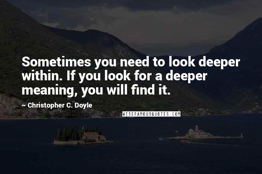 Christopher C. Doyle Quotes: Sometimes you need to look deeper within. If you look for a deeper meaning, you will find it.