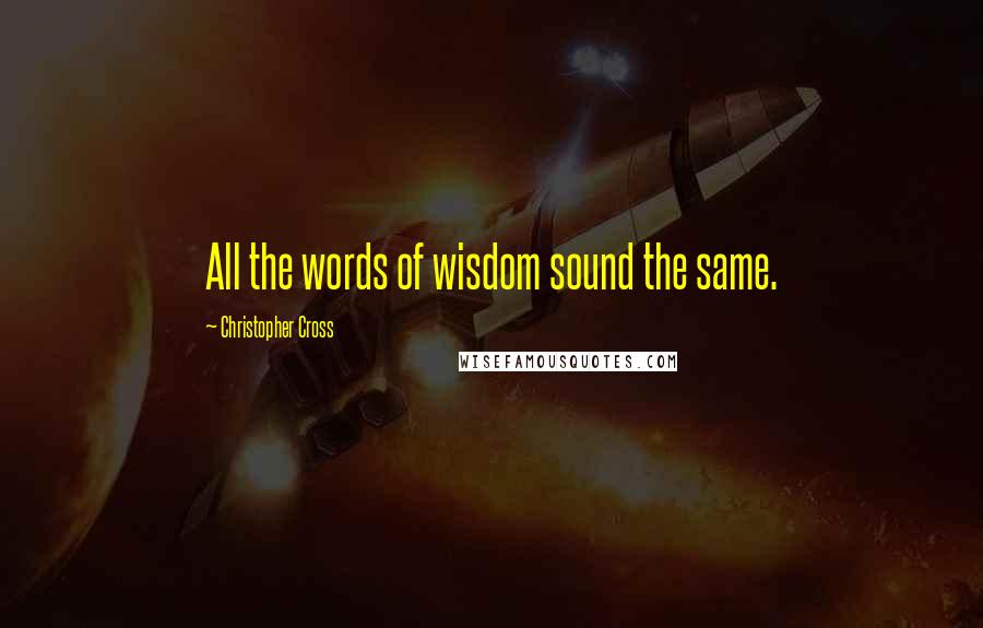 Christopher Cross Quotes: All the words of wisdom sound the same.