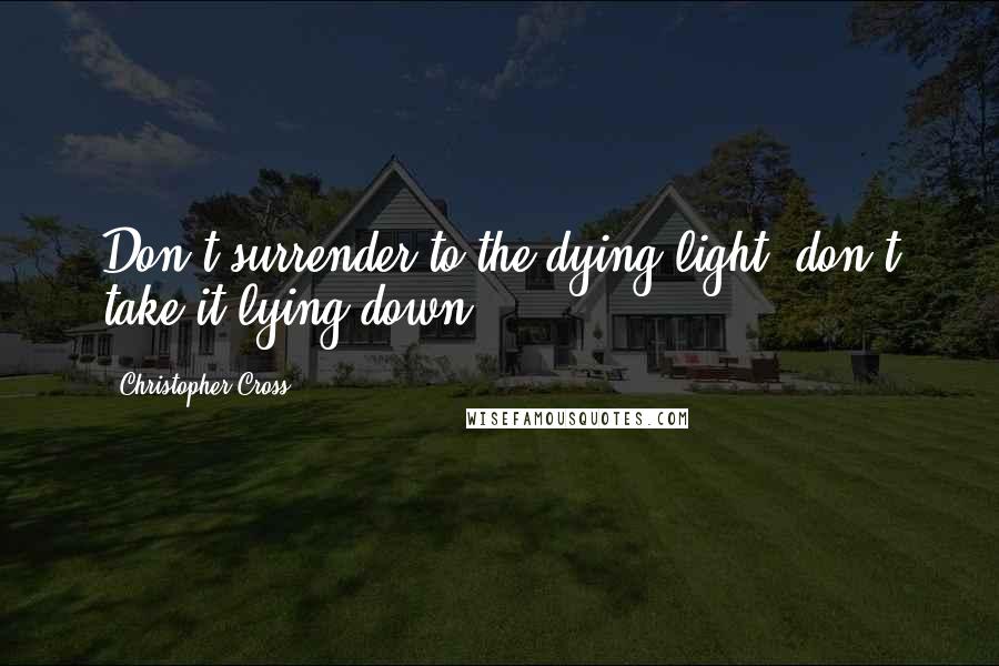 Christopher Cross Quotes: Don't surrender to the dying light; don't take it lying down.