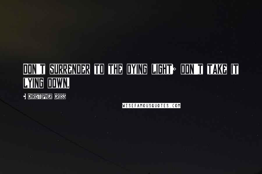 Christopher Cross Quotes: Don't surrender to the dying light; don't take it lying down.