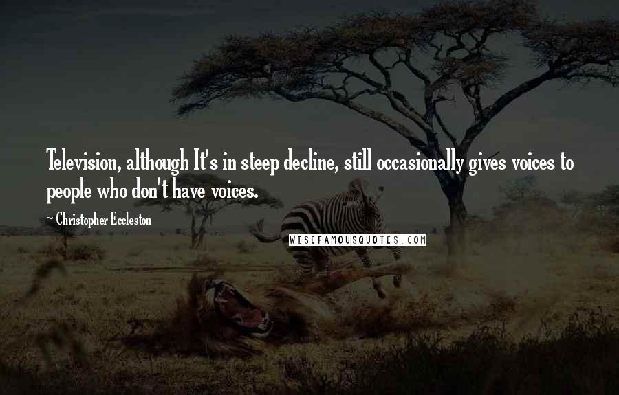 Christopher Eccleston Quotes: Television, although It's in steep decline, still occasionally gives voices to people who don't have voices.