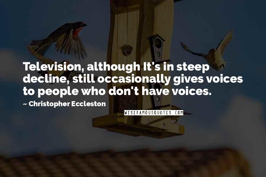 Christopher Eccleston Quotes: Television, although It's in steep decline, still occasionally gives voices to people who don't have voices.