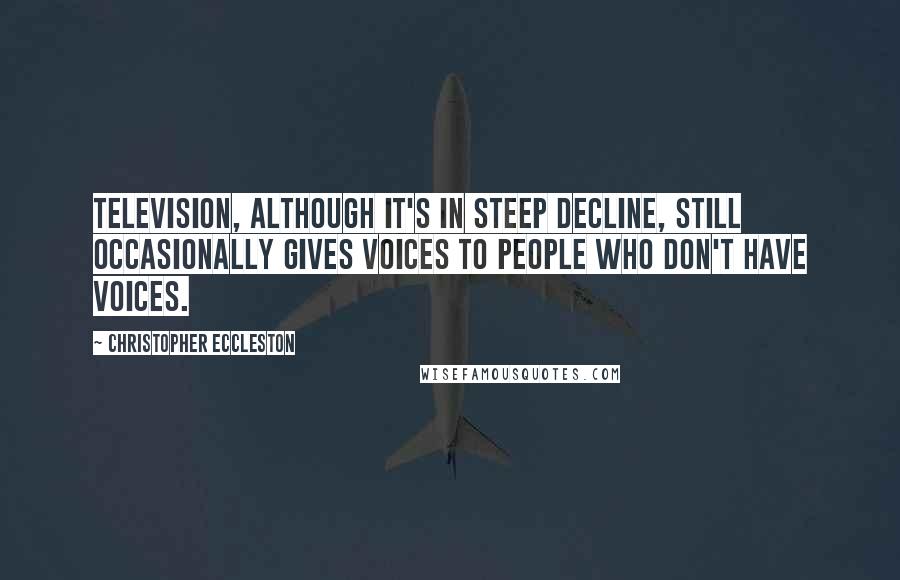 Christopher Eccleston Quotes: Television, although It's in steep decline, still occasionally gives voices to people who don't have voices.