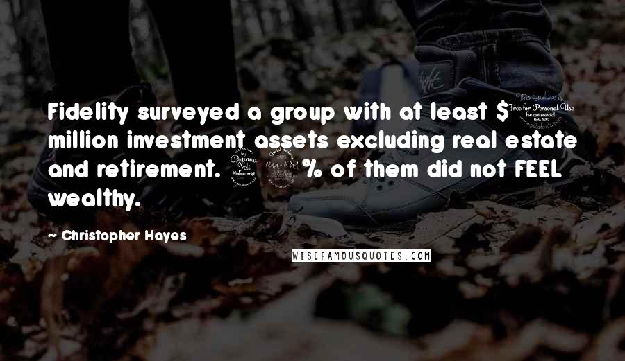 Christopher Hayes Quotes: Fidelity surveyed a group with at least $1 million investment assets excluding real estate and retirement. 42% of them did not FEEL wealthy.