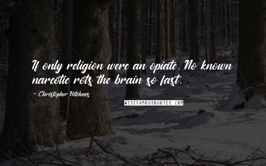 Christopher Hitchens Quotes: If only religion were an opiate. No known narcotic rots the brain so fast.