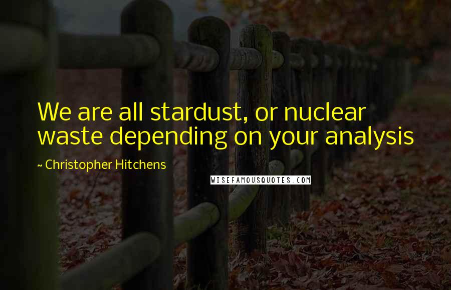 Christopher Hitchens Quotes: We are all stardust, or nuclear waste depending on your analysis