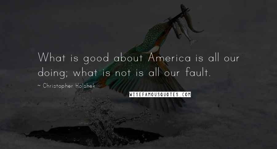 Christopher Holshek Quotes: What is good about America is all our doing; what is not is all our fault.