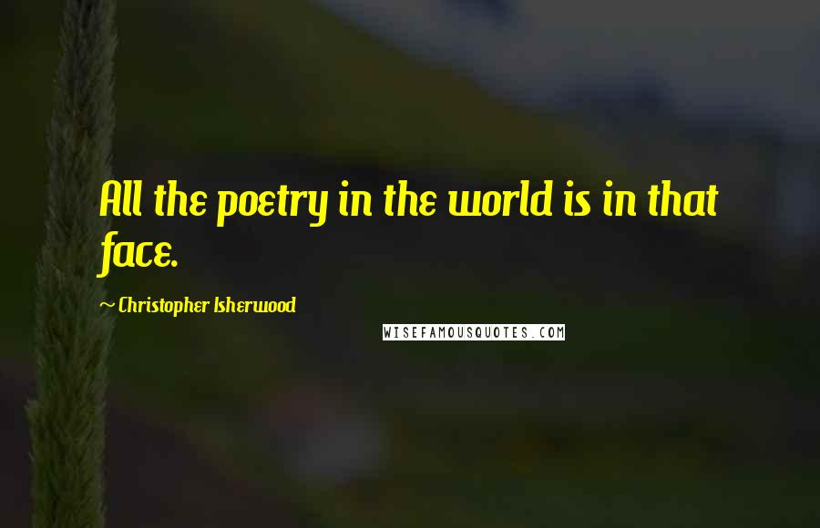 Christopher Isherwood Quotes: All the poetry in the world is in that face.
