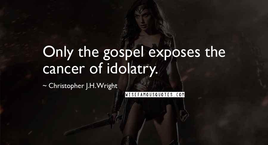 Christopher J.H. Wright Quotes: Only the gospel exposes the cancer of idolatry.