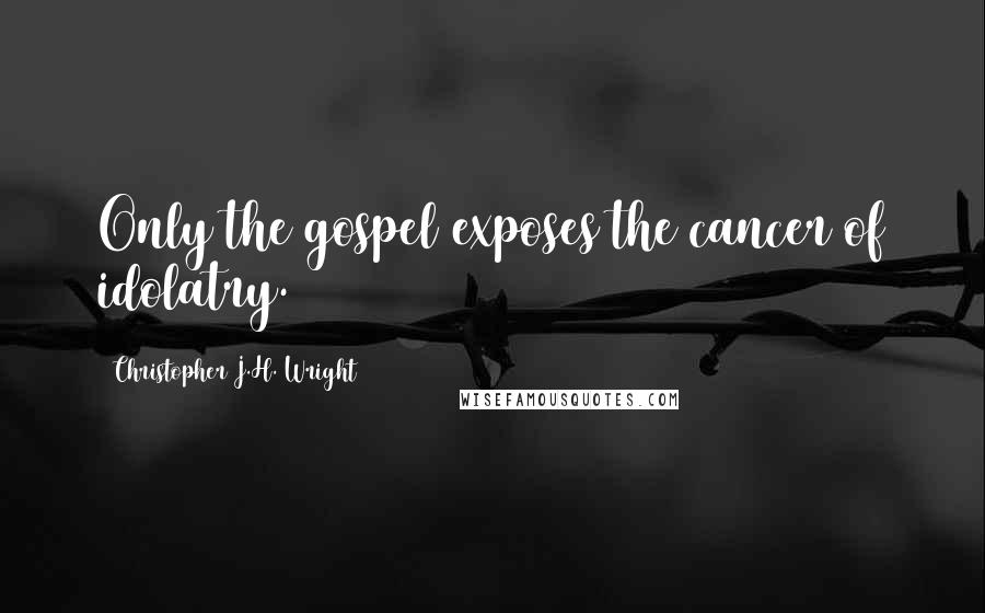 Christopher J.H. Wright Quotes: Only the gospel exposes the cancer of idolatry.