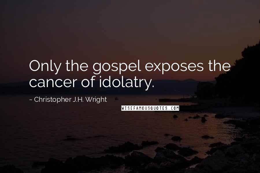 Christopher J.H. Wright Quotes: Only the gospel exposes the cancer of idolatry.