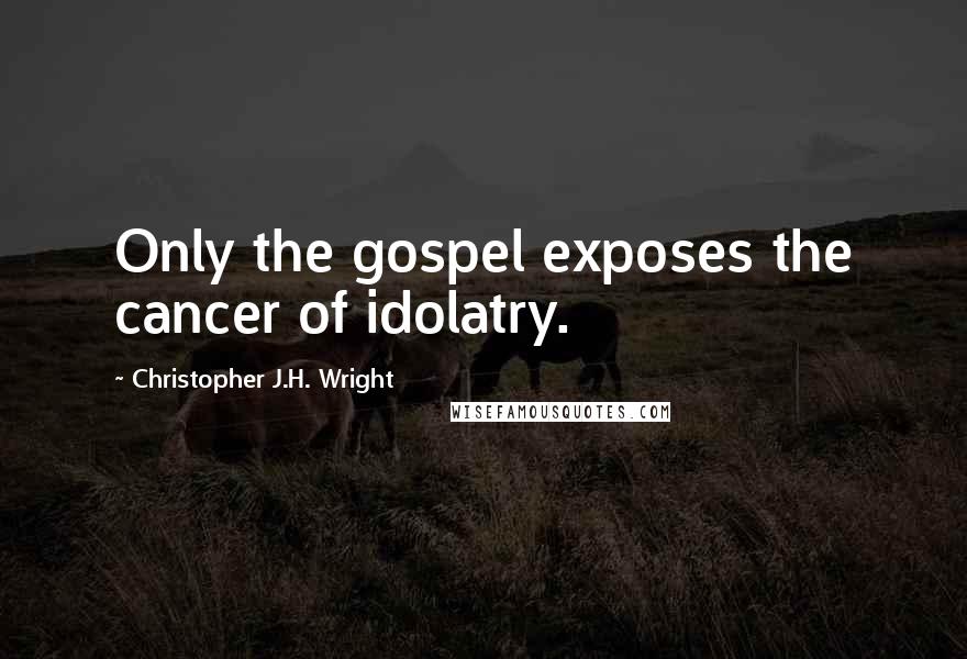 Christopher J.H. Wright Quotes: Only the gospel exposes the cancer of idolatry.