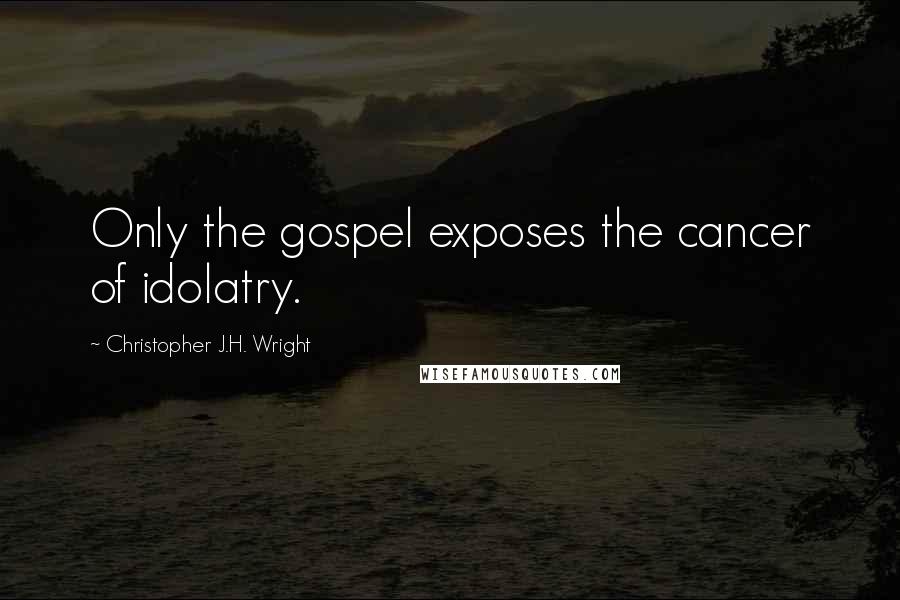 Christopher J.H. Wright Quotes: Only the gospel exposes the cancer of idolatry.