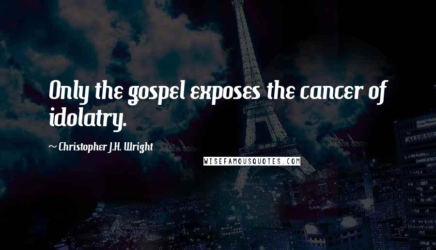 Christopher J.H. Wright Quotes: Only the gospel exposes the cancer of idolatry.