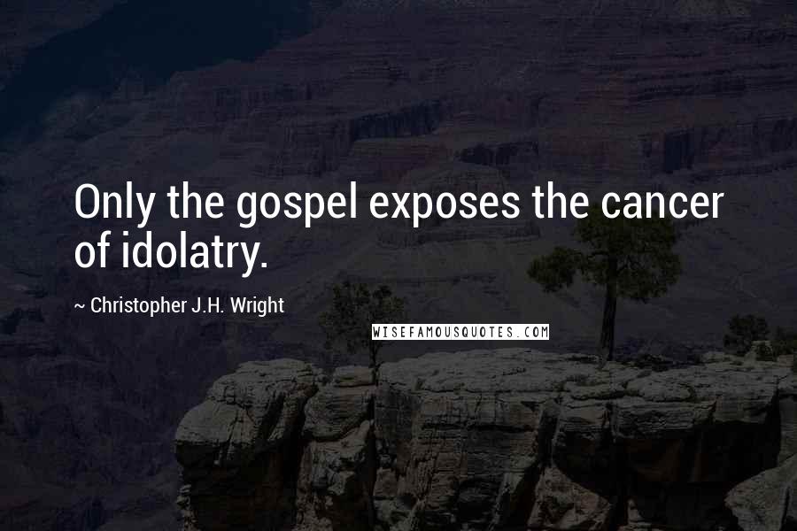 Christopher J.H. Wright Quotes: Only the gospel exposes the cancer of idolatry.