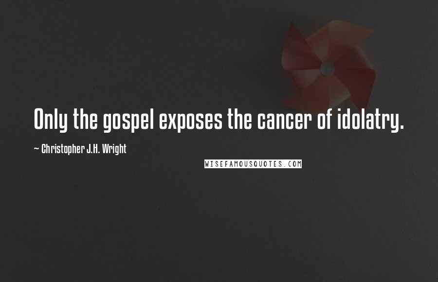 Christopher J.H. Wright Quotes: Only the gospel exposes the cancer of idolatry.