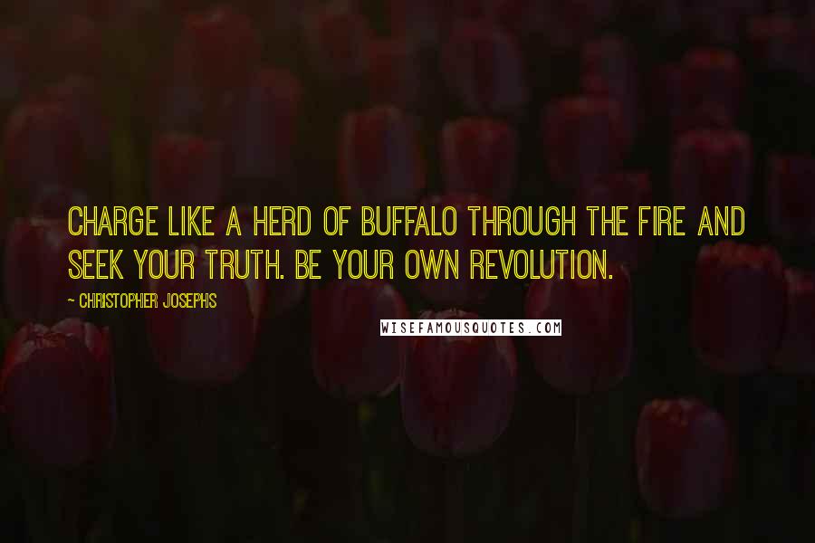 Christopher Josephs Quotes: Charge like a herd of buffalo through the fire and seek your truth. Be your own revolution.