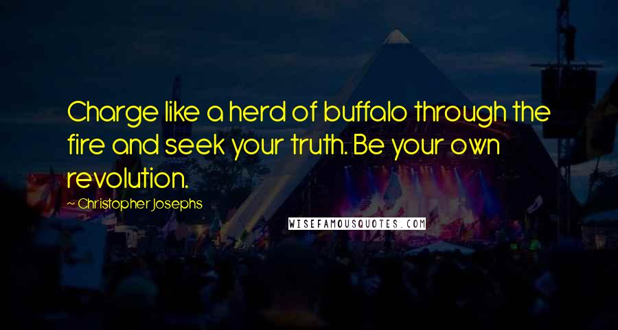 Christopher Josephs Quotes: Charge like a herd of buffalo through the fire and seek your truth. Be your own revolution.