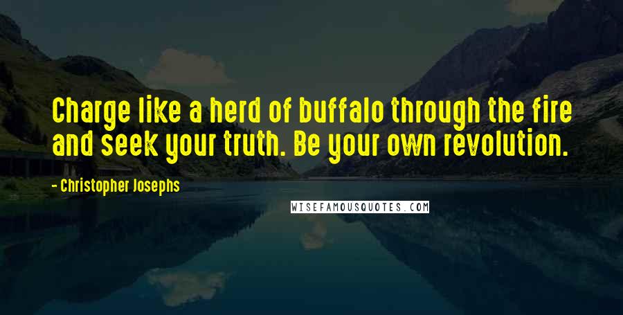 Christopher Josephs Quotes: Charge like a herd of buffalo through the fire and seek your truth. Be your own revolution.