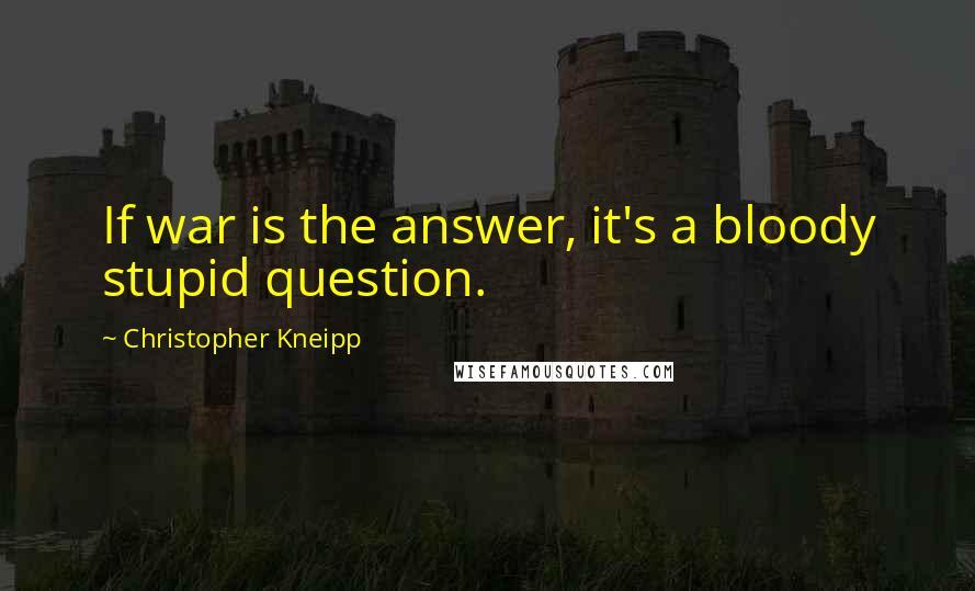 Christopher Kneipp Quotes: If war is the answer, it's a bloody stupid question.
