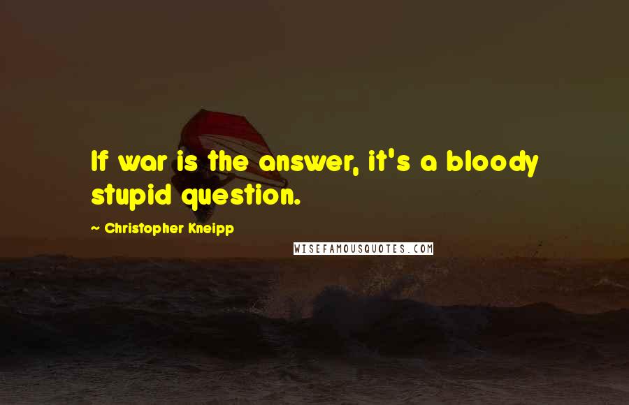 Christopher Kneipp Quotes: If war is the answer, it's a bloody stupid question.