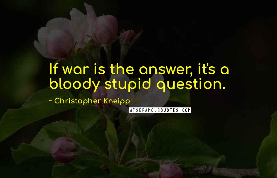 Christopher Kneipp Quotes: If war is the answer, it's a bloody stupid question.