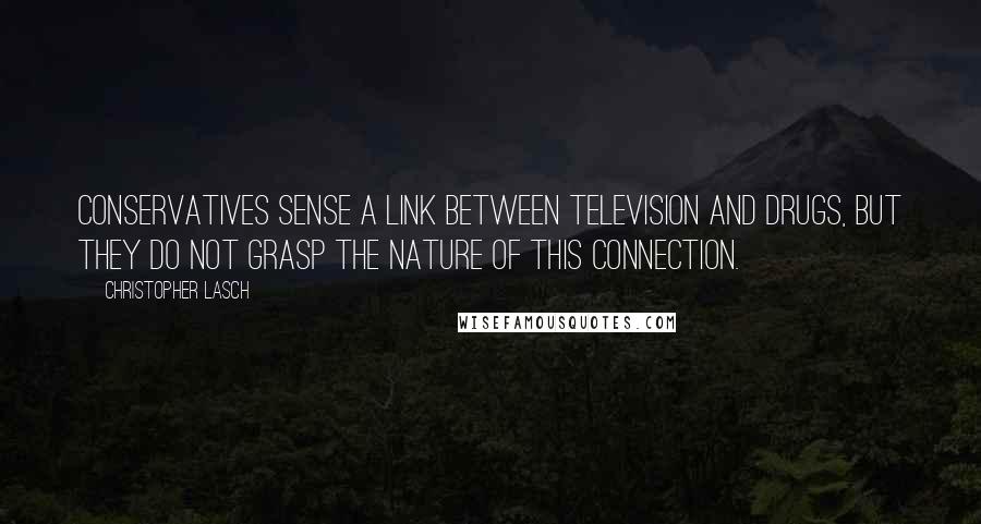 Christopher Lasch Quotes: Conservatives sense a link between television and drugs, but they do not grasp the nature of this connection.