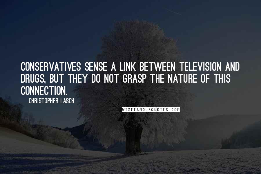 Christopher Lasch Quotes: Conservatives sense a link between television and drugs, but they do not grasp the nature of this connection.